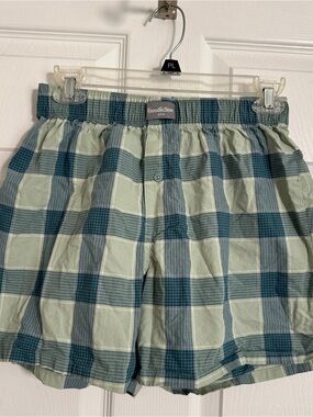 Goodfellow & Co Blue and Light Green Plaid Cotton Pajama Shorts